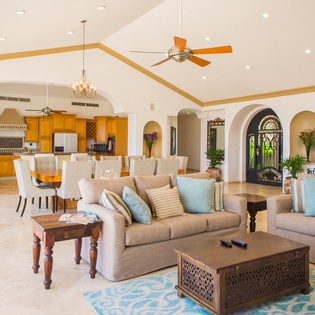 Living room with high ceilings