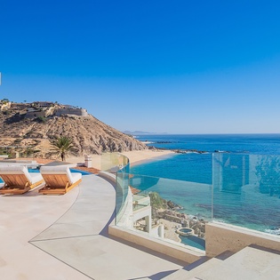 Sunny patio with ocean views
