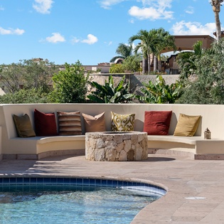 Outdoor seating with firepit