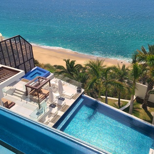 Exterior view of pools jacuzzi and ocean view