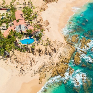 Aerial view of villa and Chileno Bay