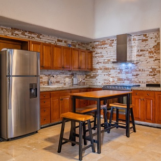 Extra kitchen space with island seating