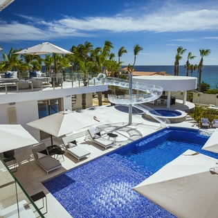 Terrace with pool and ocean views