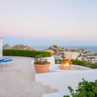 Outdoor patio with ocean view