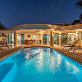 Poolside view of exterior