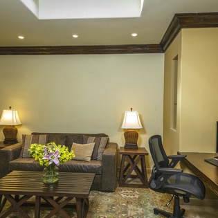 Seating and office area