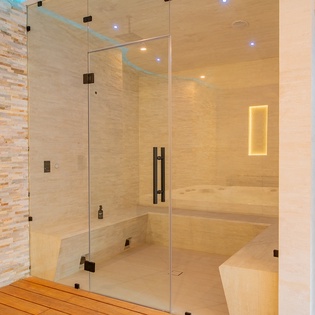 En suite bathroom with walk in shower