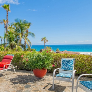 Sunny patio with ocean views