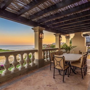 Outdoor dining during sunset