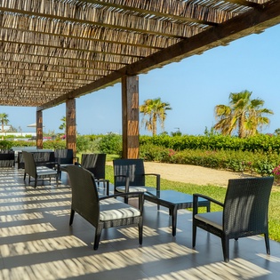 Outdoor seating area accessible to all guests in the development