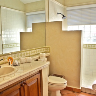 En suite bathroom with walk in shower