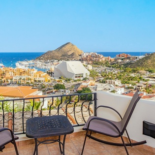 Terrace seating with ocean views