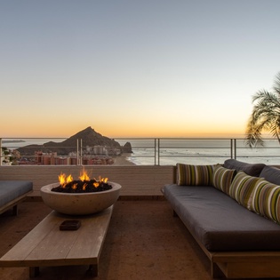 Expansive views with seating and fire pit