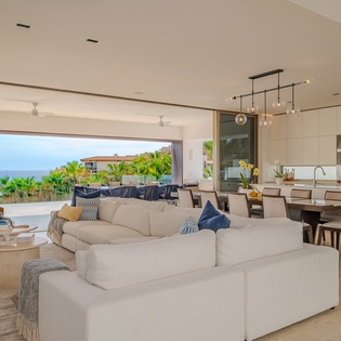 Spacious living area with patio access