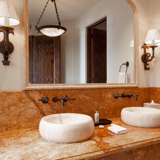 En suite bathroom with double sink