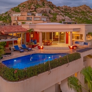 Aerial view of villa exterior