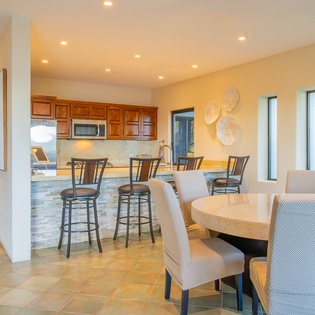 Separate dining and kitchen area