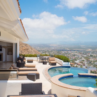 Note the sliding wall that opens to view and pool