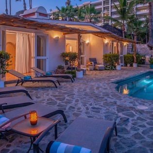 Lounge  chairs and pool view