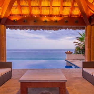 Outdoor seating with ocean views