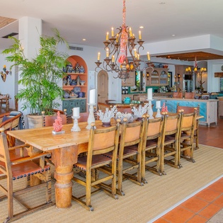 Large dining area seating 12