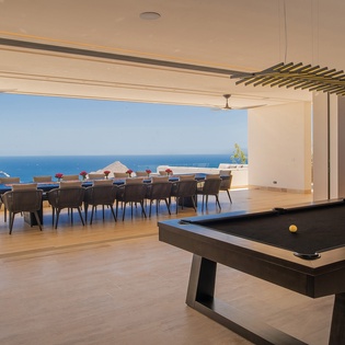 Pool table with ocean views