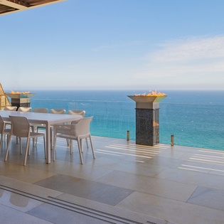 Outdoor dining area with incredible ocean views