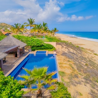 Aerial view of poolside