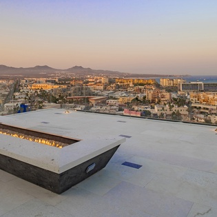 Private firepit with ocean and city views