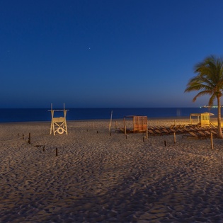 Tortuga Bay beach at night