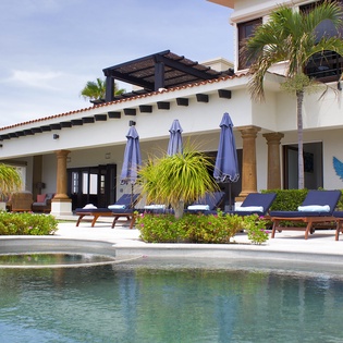 Poolside view of exterior