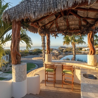 Patio bar with ocean views