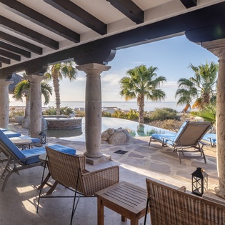 Outdoor patio with ocean views