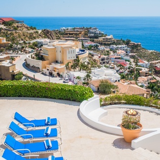 Outdoor patio with ocean view