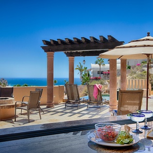 Spacious outdoor pool terrace