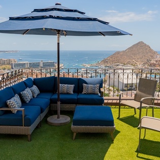 Upper terrace with expansive bay view