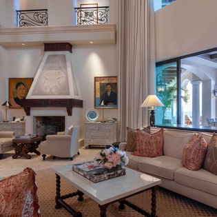 Living area with fireplace