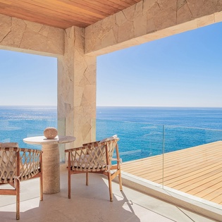 Outdoor seating with panoramic ocean views