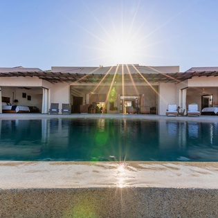 Poolside view of exterior
