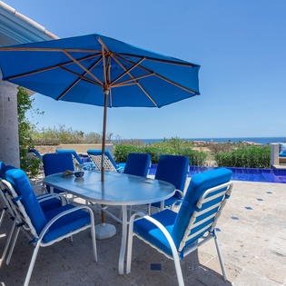 Outdoor dining with ocean views