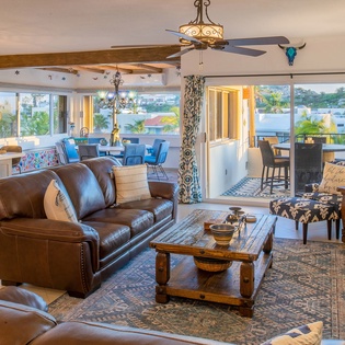 Spacious living area with patio entrance