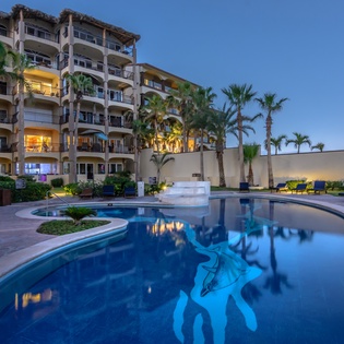 Poolside view during evening
