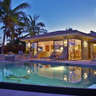 Gorgeous poolside during sunset