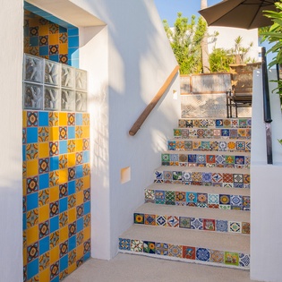Outdoor seating and shower