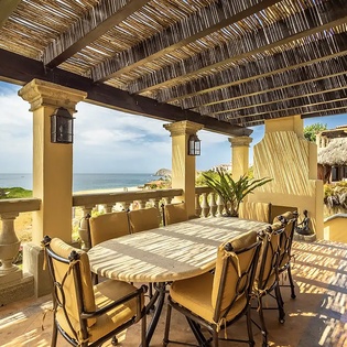 Outdoor dining with ocean views