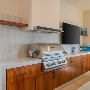 Grill stove and kitchen