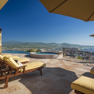 Sunny patio with lounge seating