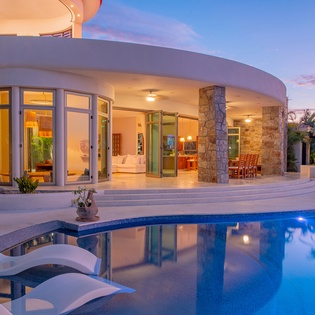 Poolside view of villa