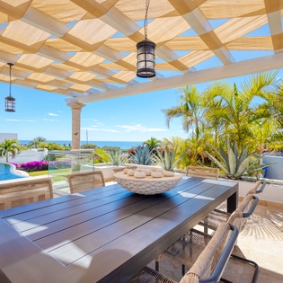 Outdoor dining with ocean views