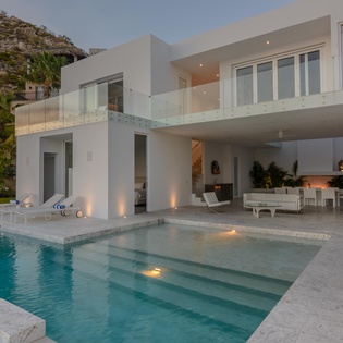 Villa exterior during sunset